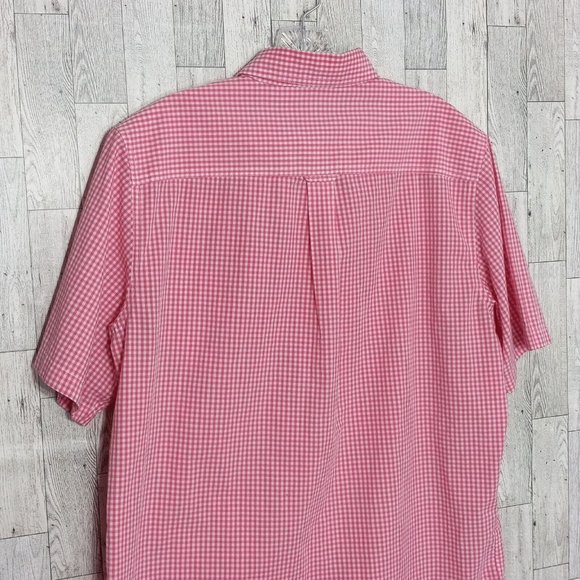 Chaps Shirt Men's Medium Button Up Pink Plaid Short Sleeve Dadcore Camp Outdoor - Picture 5 of 12